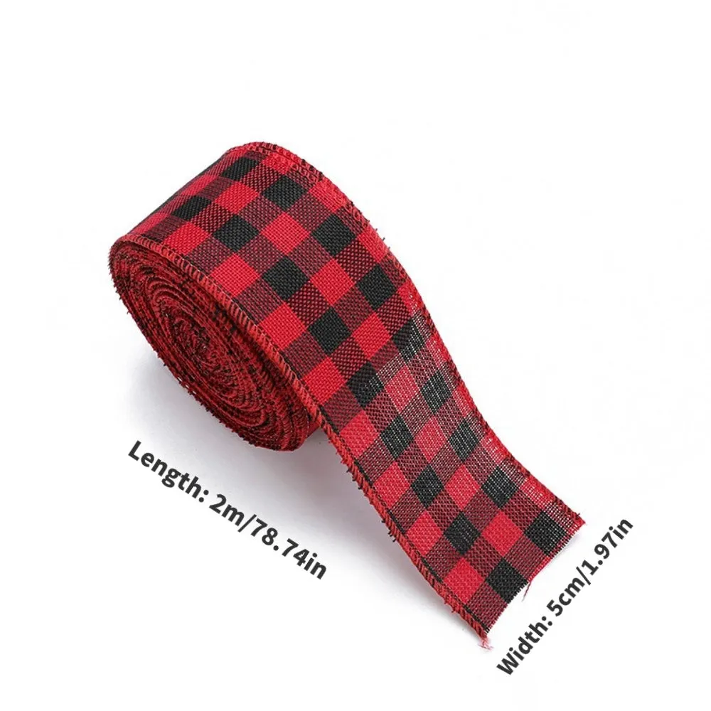 1 Roll Christmas Ribbon Elk Plaid Ribbon for Christmas Thanksgiving DIY Wrapping DIY Craft Decor