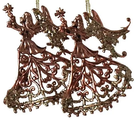 2-Pack of Rose Gold Angel Ornaments