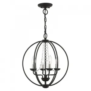 4 Light Black with Brushed Nickel Finish Candles Globe Convertible Chandelier/ Semi-Flush