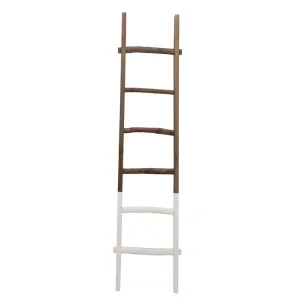 76" Two-Tone Decorative Wooden Ladder - White/Brown