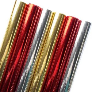 All Occasion Kraft Ribbed Foil Wrapping Paper Bundle with Cut Lines on Reverse