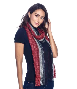 Alpaca Fringe Scarf - Boucle - Crimson