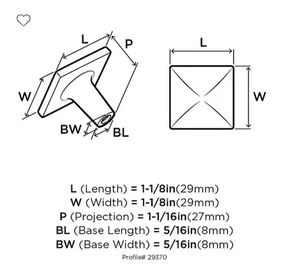 Amerock Extensity Knob 1-1/8" (29mm) Square Knob BP29370