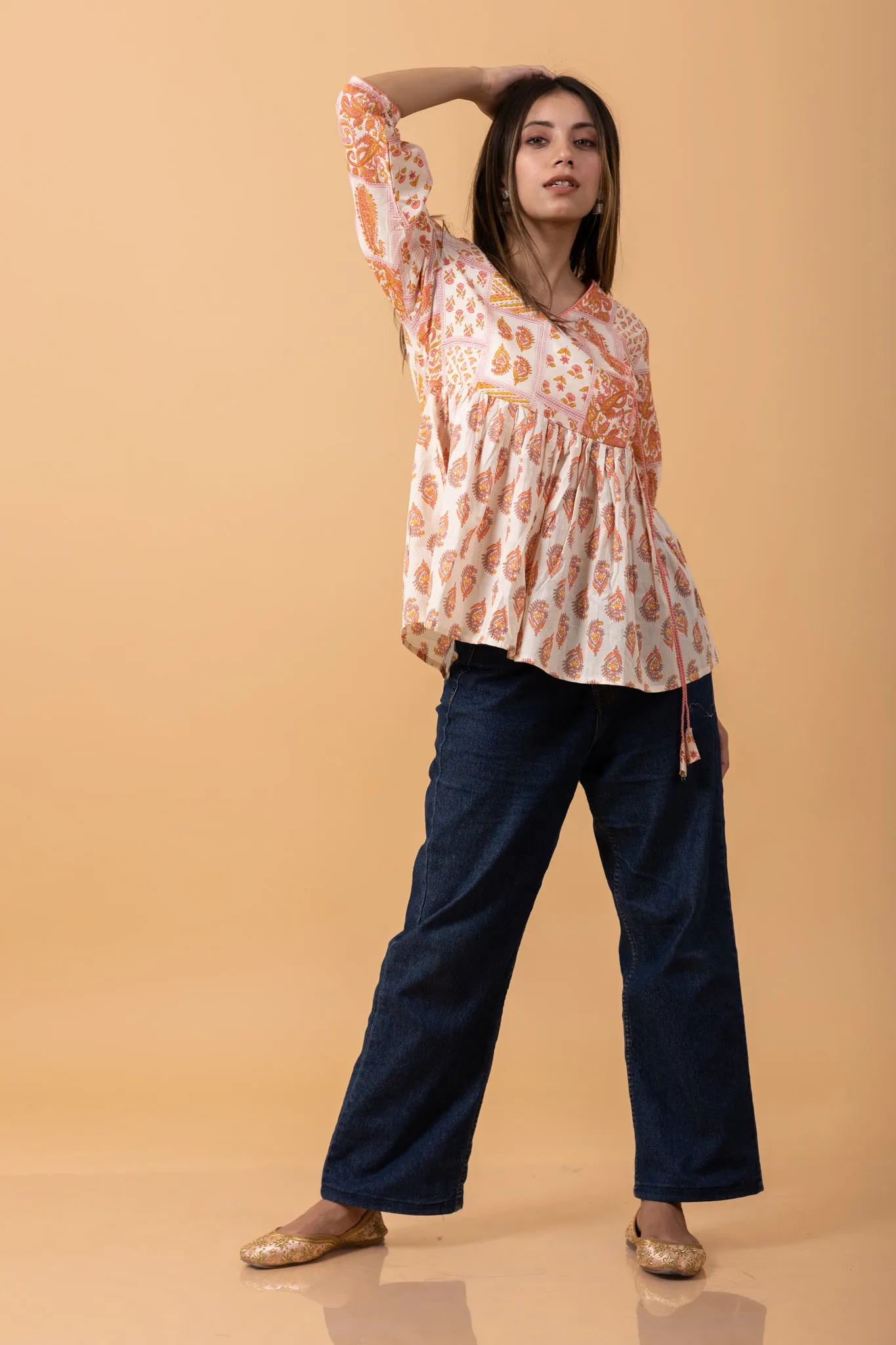 Anghrakha style 100% Cotton Short Kurti