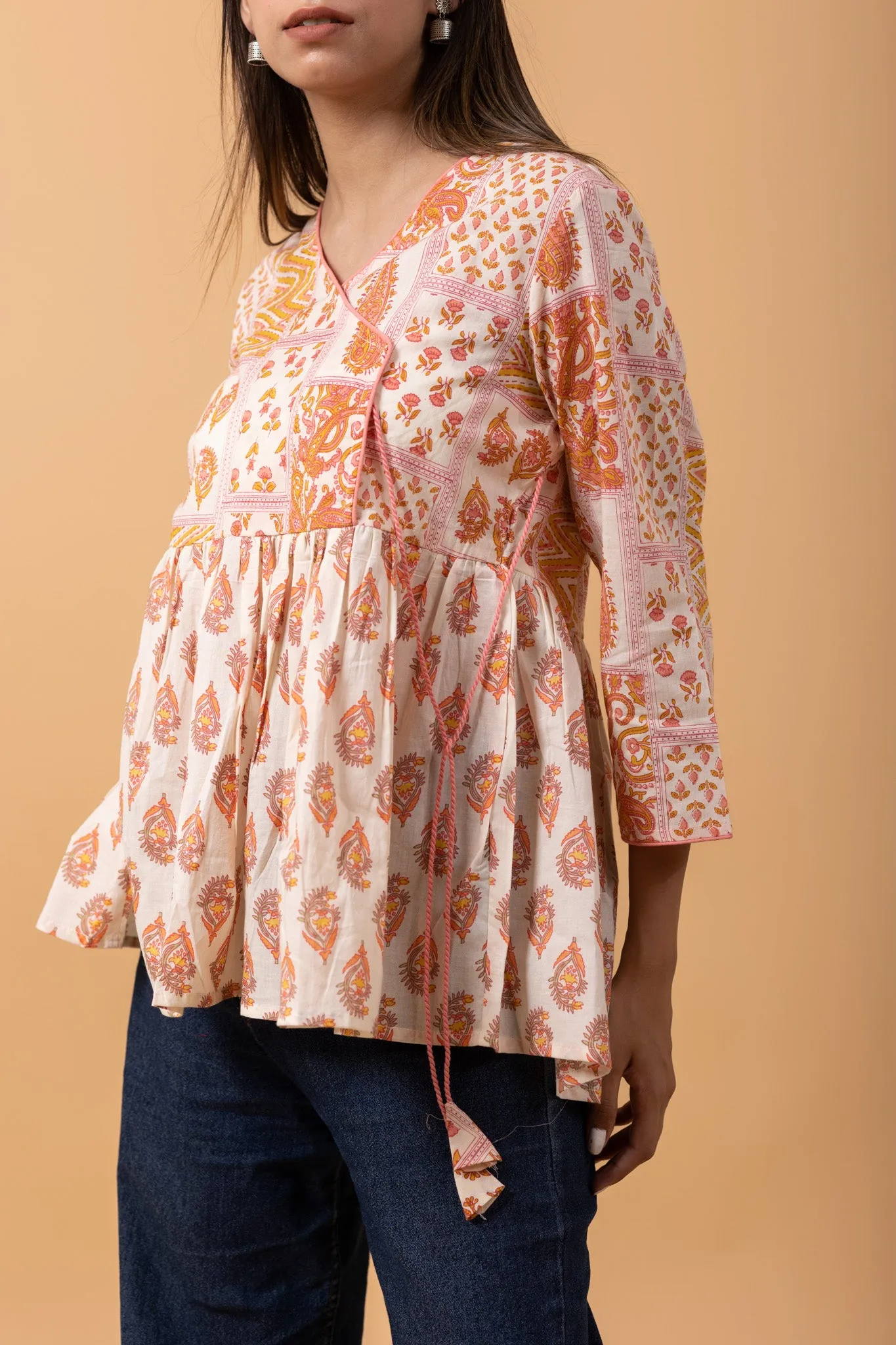 Anghrakha style 100% Cotton Short Kurti