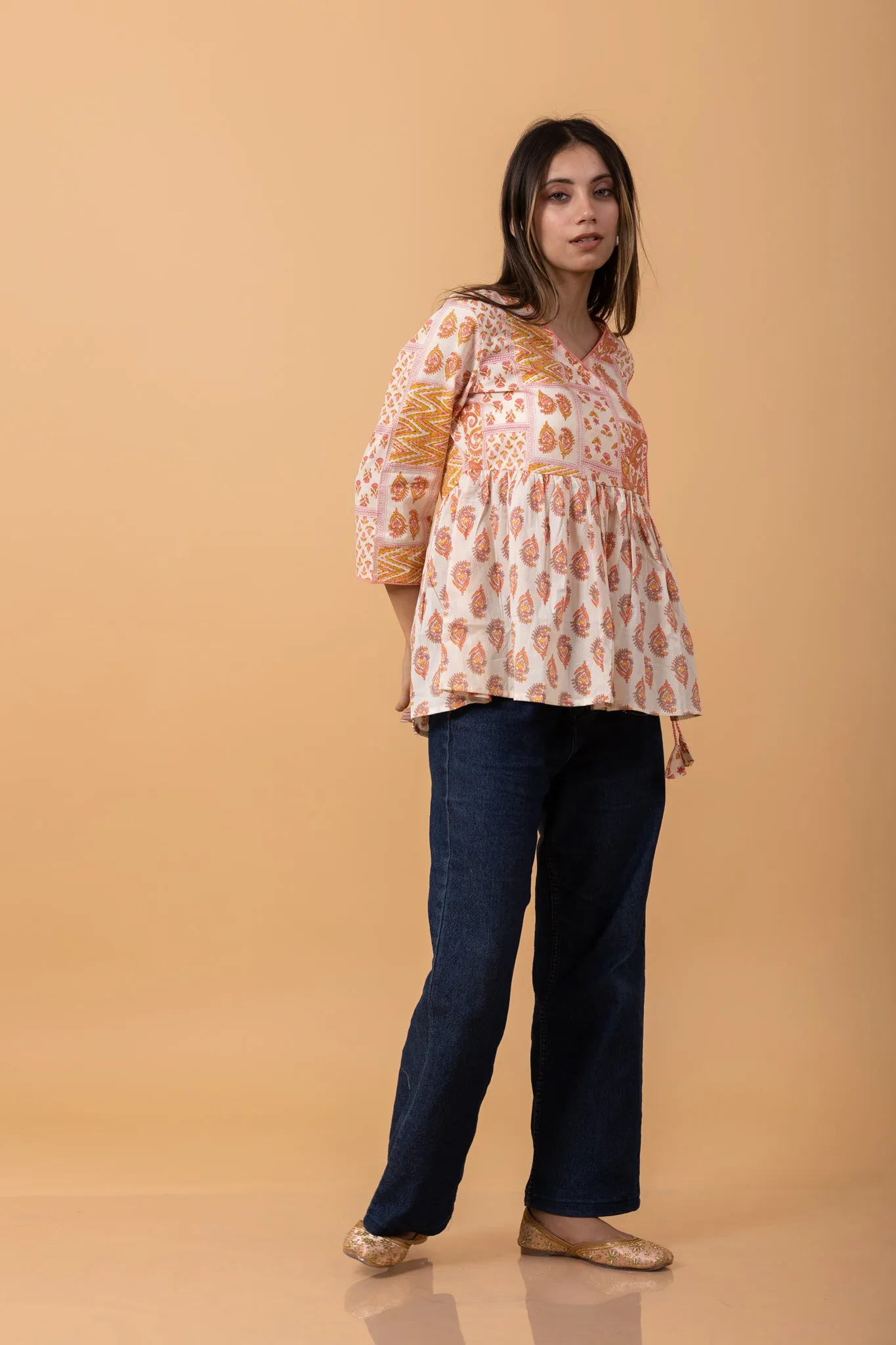 Anghrakha style 100% Cotton Short Kurti