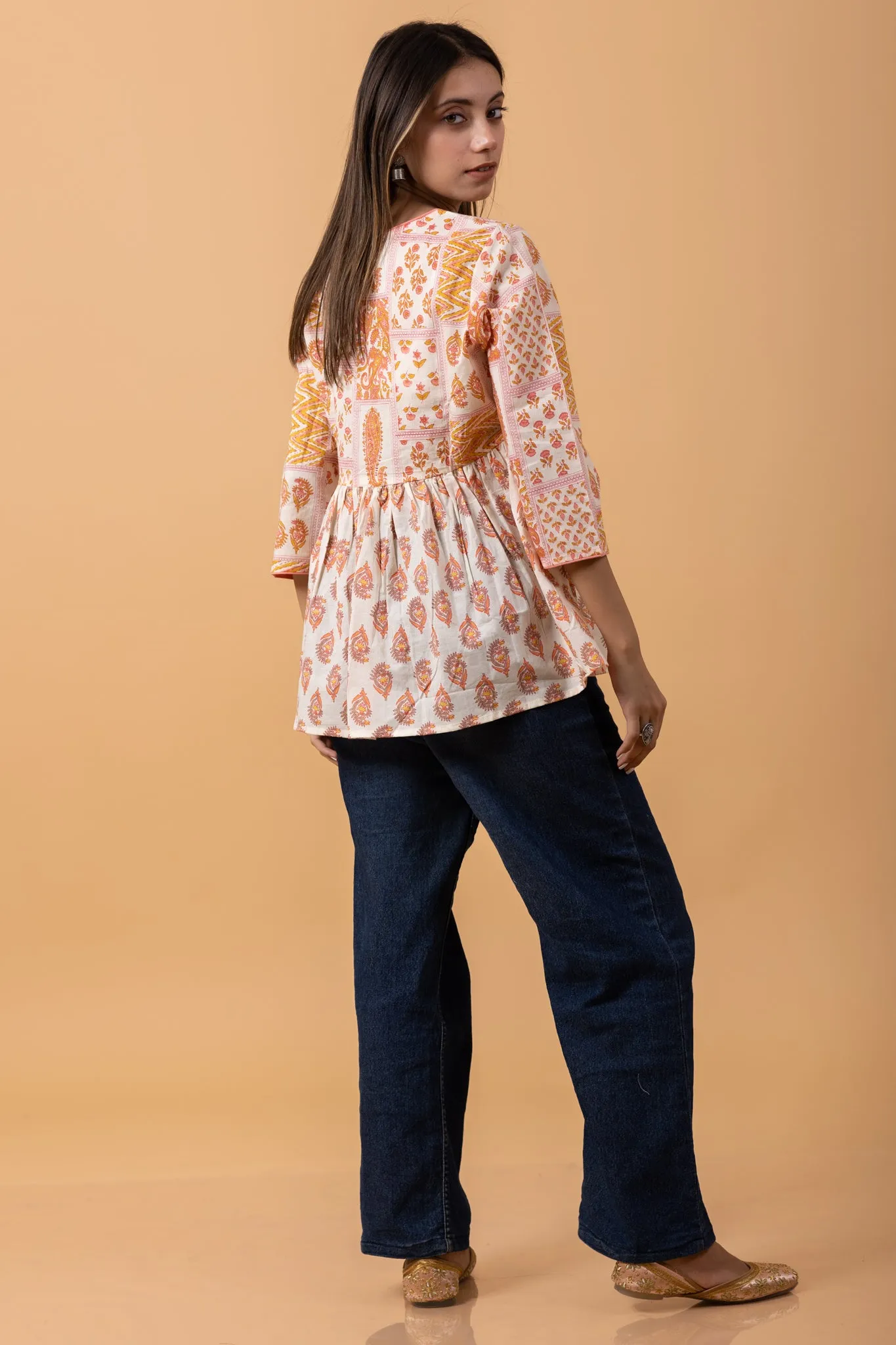 Anghrakha style 100% Cotton Short Kurti