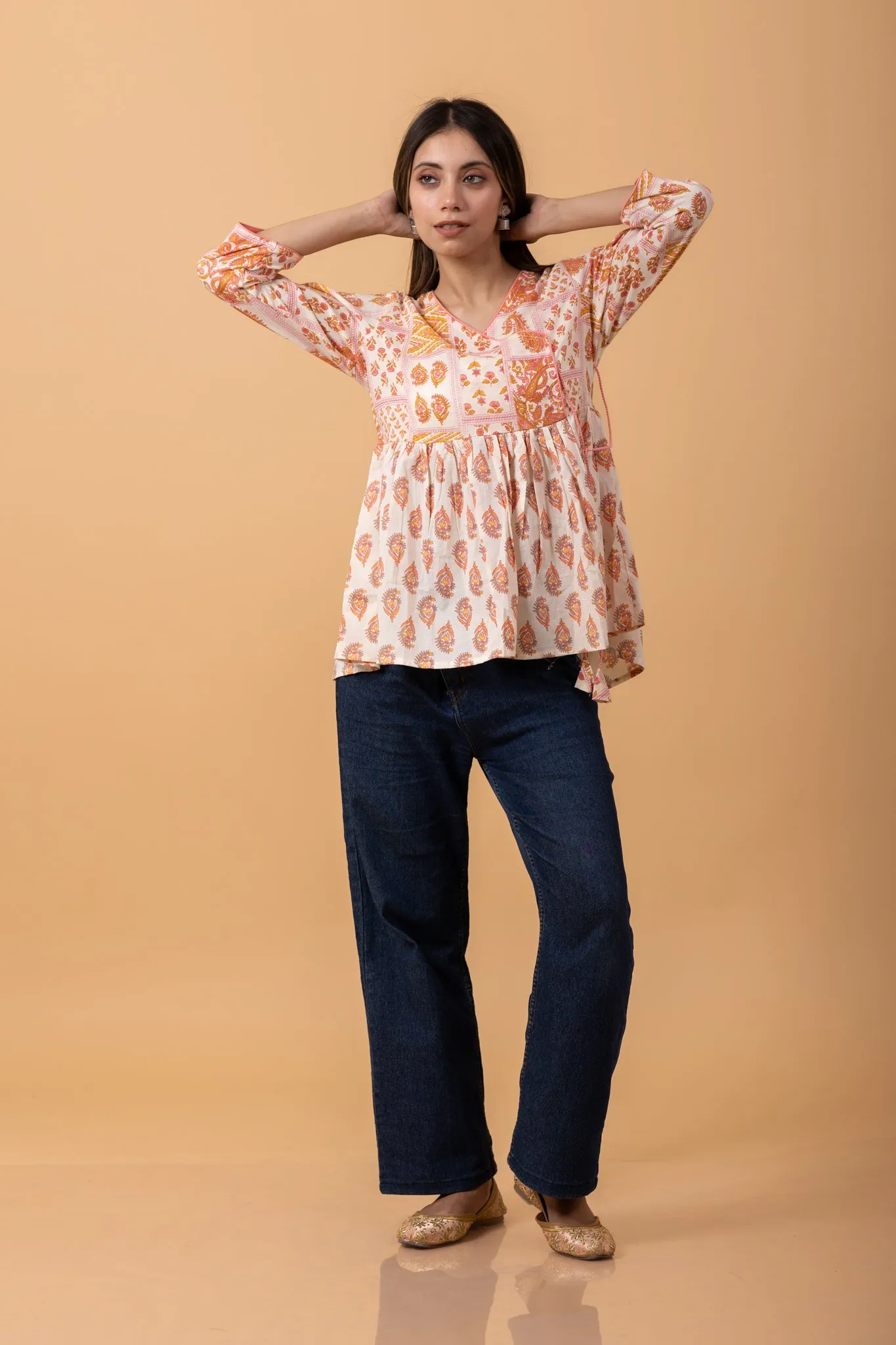 Anghrakha style 100% Cotton Short Kurti