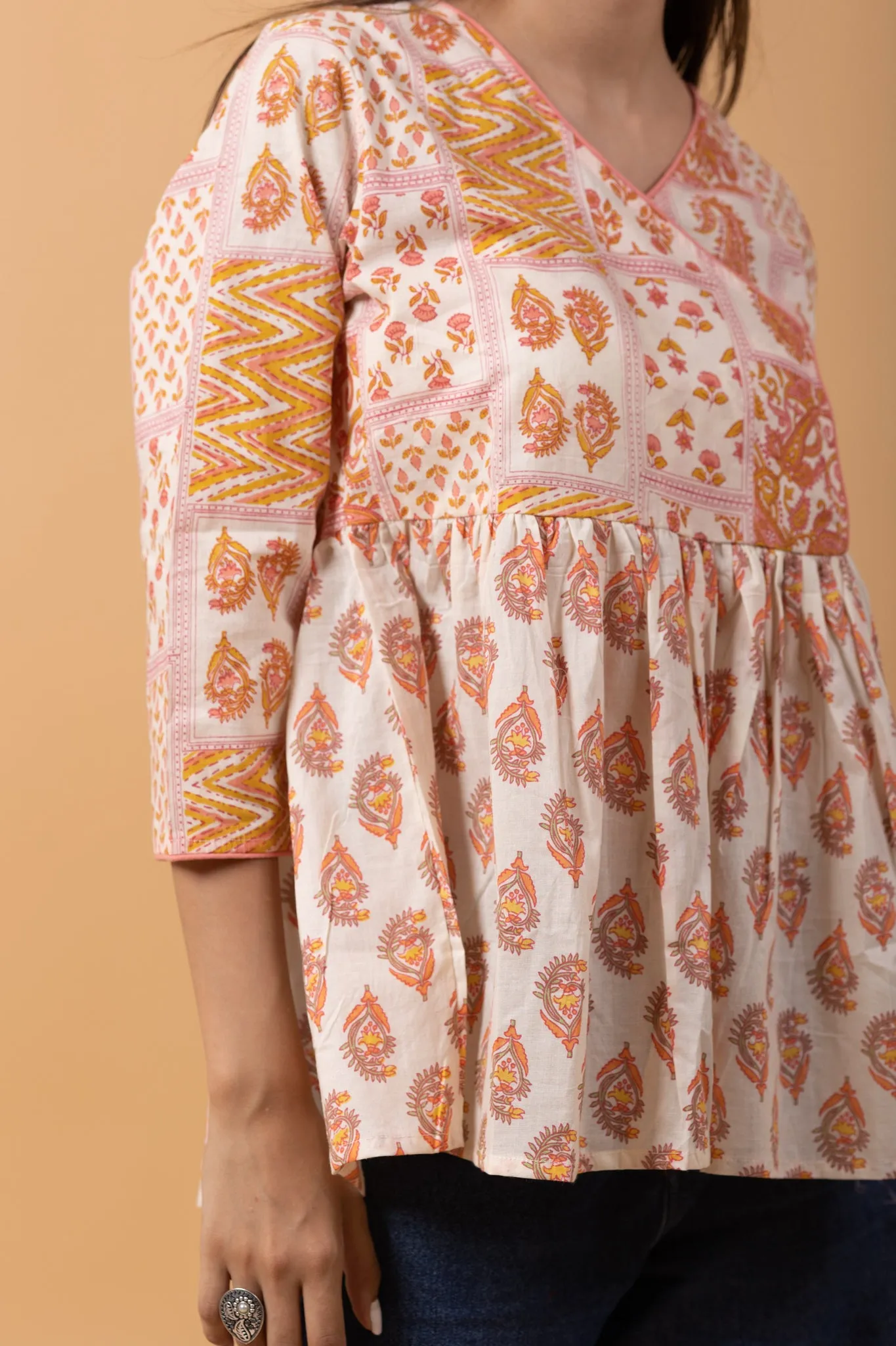 Anghrakha style 100% Cotton Short Kurti
