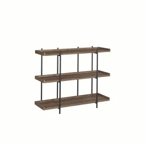 Benzara 3 Tier Metal Framed Bookcase with Wooden Storage Shelves, Small, Brown and Black