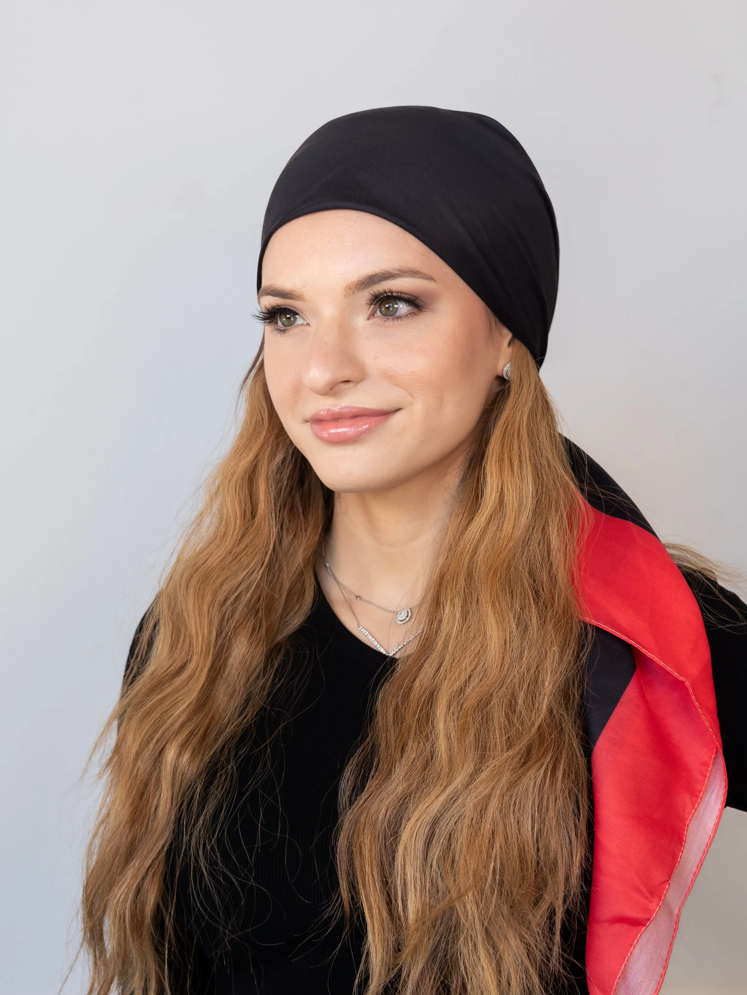 Black With Cherry Border Head Scarf