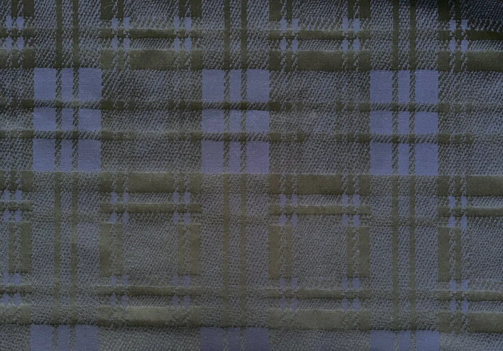 Blue & Black Plaid Silk Blend Mock Taffeta (Made in Italy)