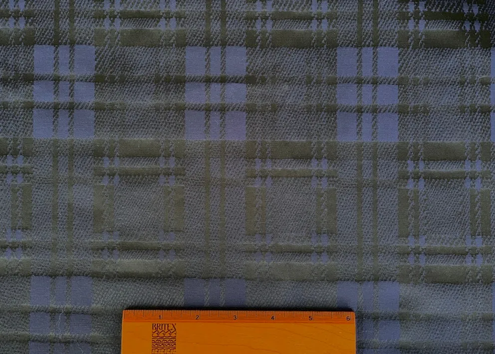 Blue & Black Plaid Silk Blend Mock Taffeta (Made in Italy)