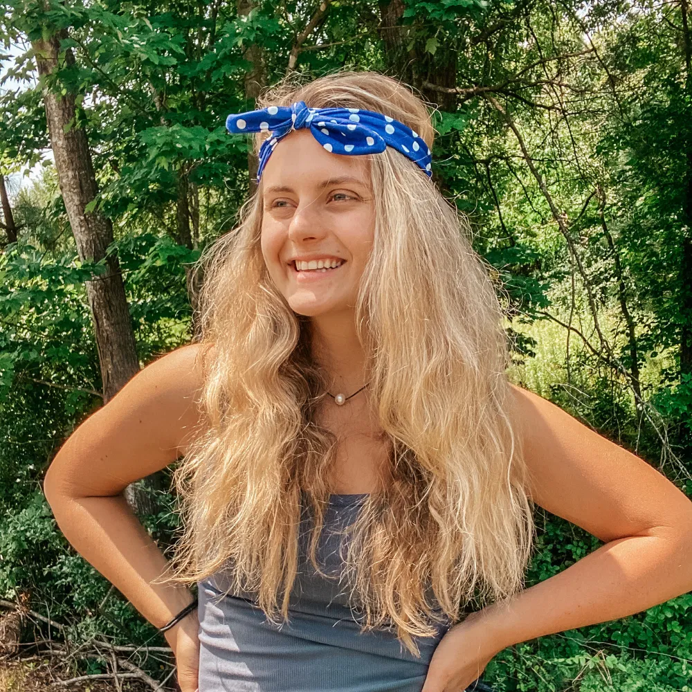 Blue Polka Dot Knotted Headband