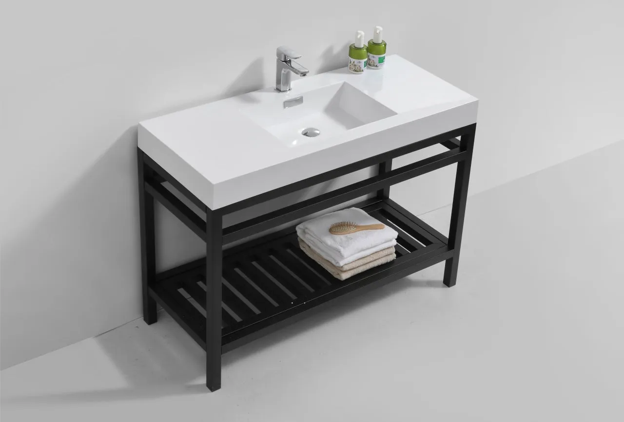 Cisco 48" Stainless Steel Console with Acrylic Sink - Matt Black
