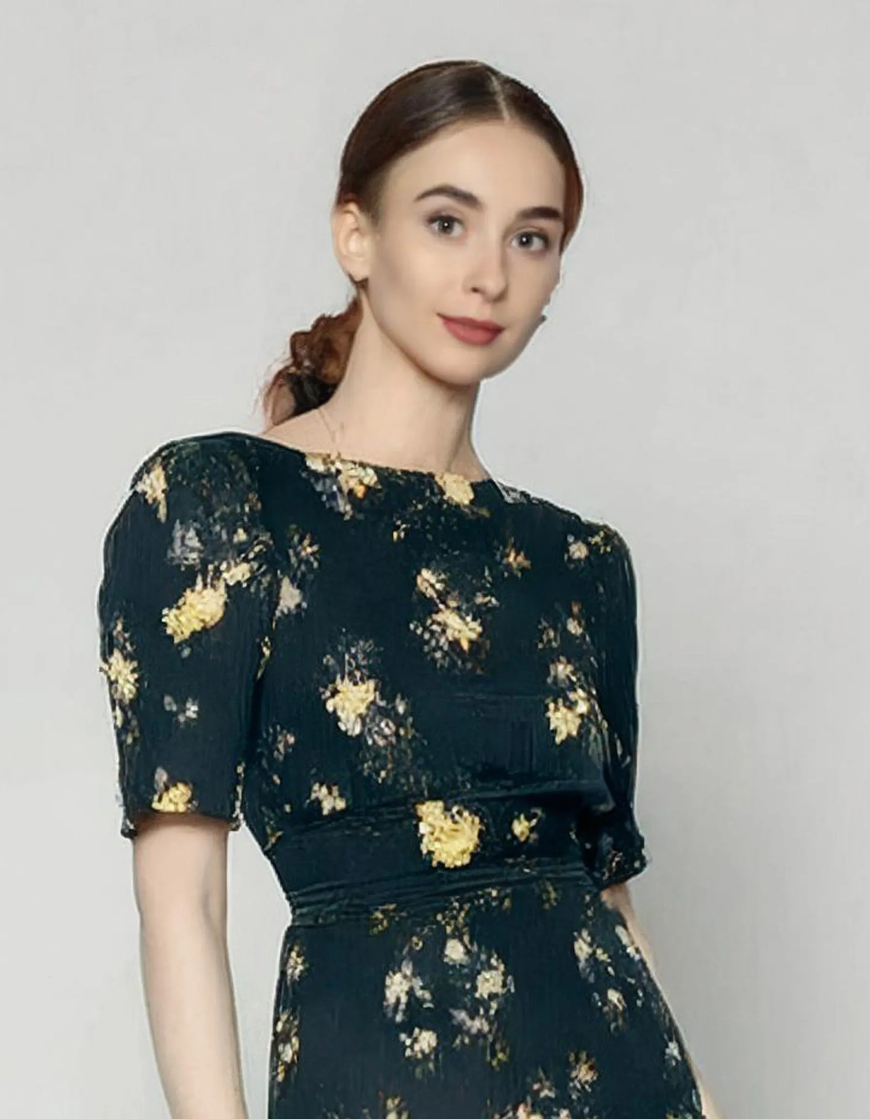 Classic Navy Blue Floral Midi Dress