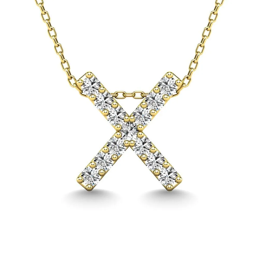 Diamond 1/8 Ct.Tw. Letter X Pendant in 14K Yellow Gold"