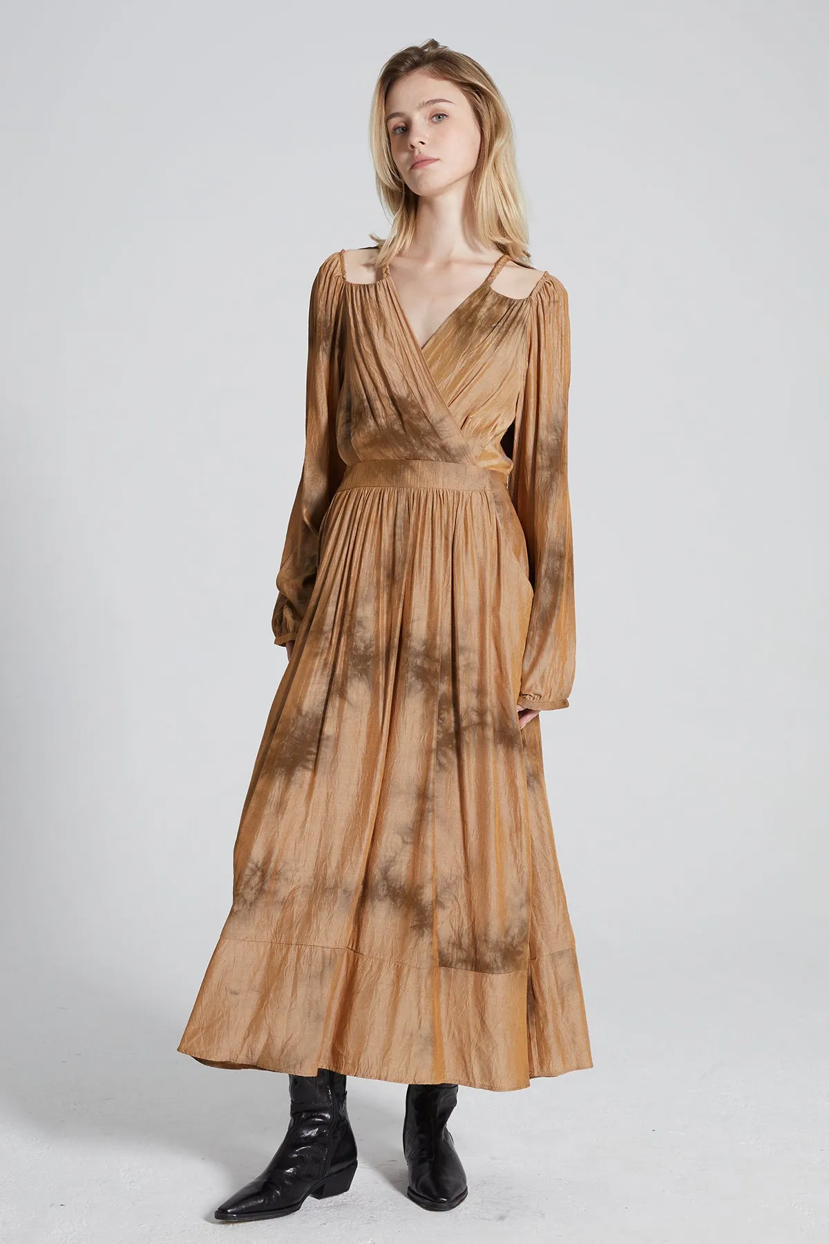 Ellora Vintage V-Neck Maxi Dress