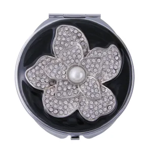 Fancy Metal Goods Crystal Flower Mirror Compact