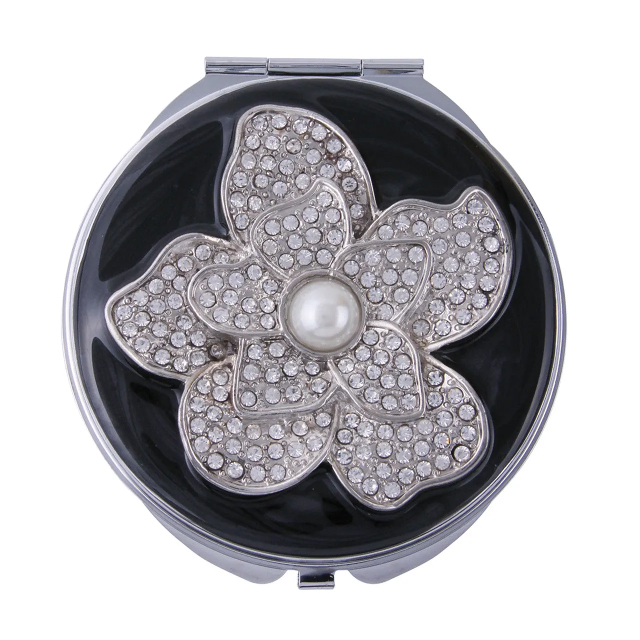 Fancy Metal Goods Crystal Flower Mirror Compact