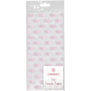 Foil Heart Tissue Paper - 3 Sheets Decoration Gift Wrap Craft Red Pink White Love Romance Valentine's Day Event Supply