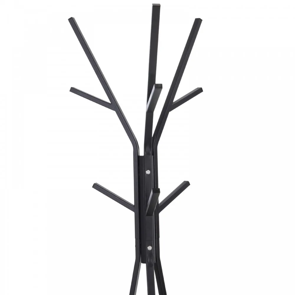 Free Standing Metal Coat Rack Stand 9 Hooks w/ Shelf - Brown