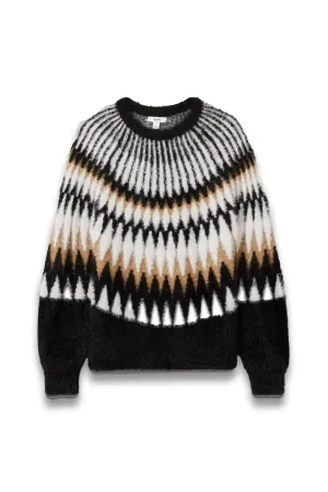 Fuzzy Fairisle Crew Neck Jumper