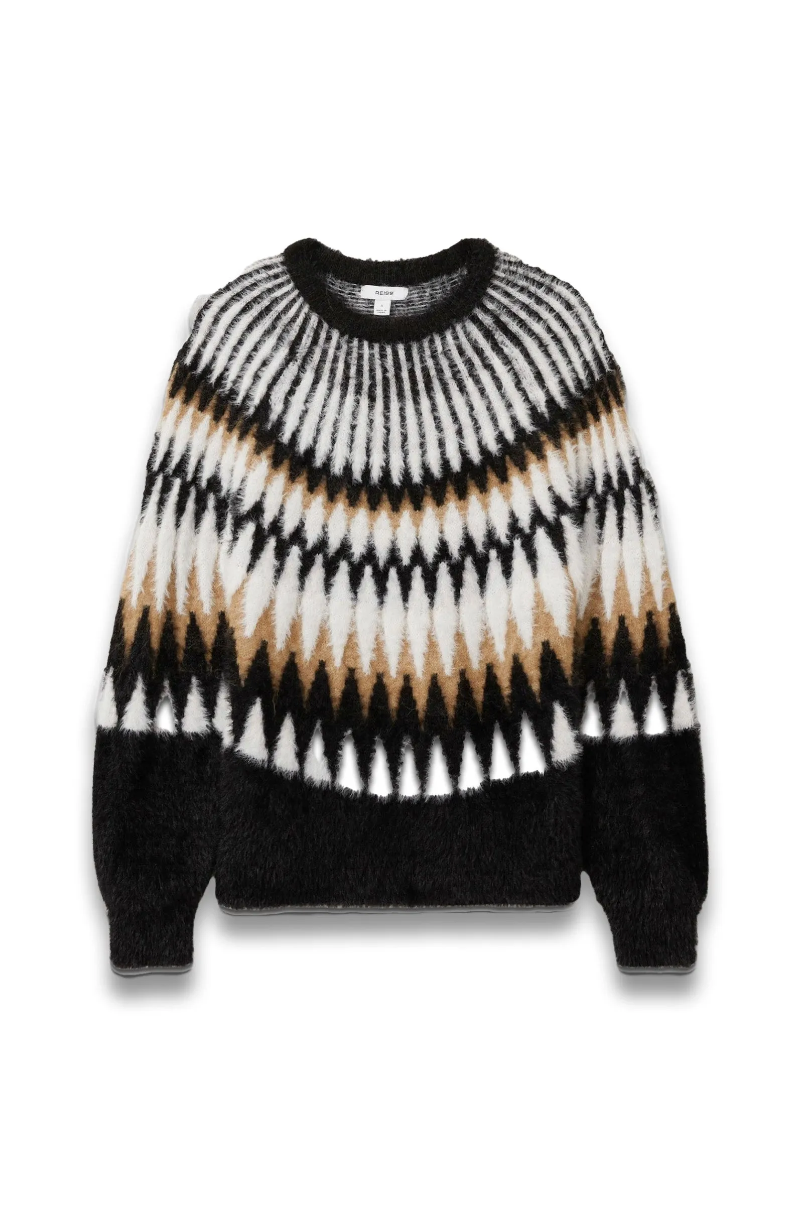 Fuzzy Fairisle Crew Neck Jumper