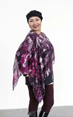 Garden Path Poncho - Azalea