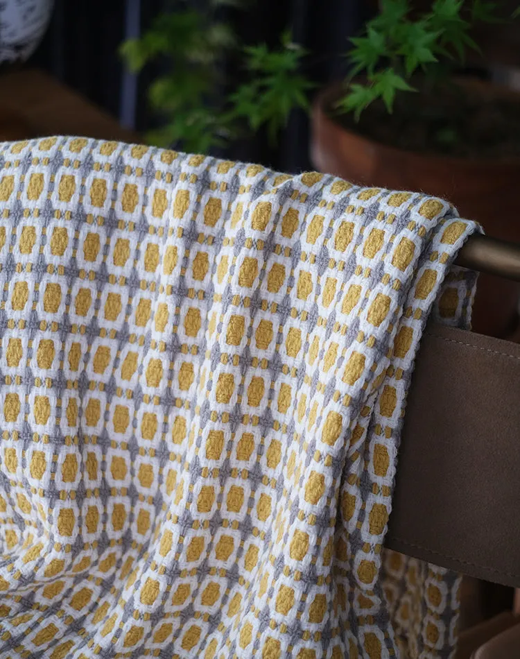 Geometric Pattern Tassel Throw