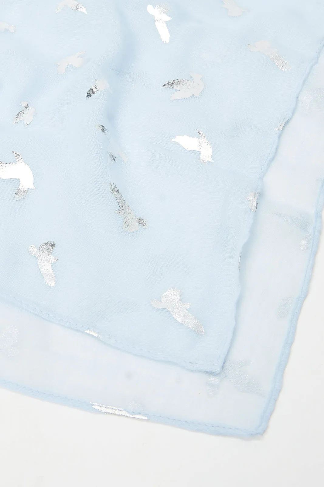 Girls Blue Foil Printed Scarf