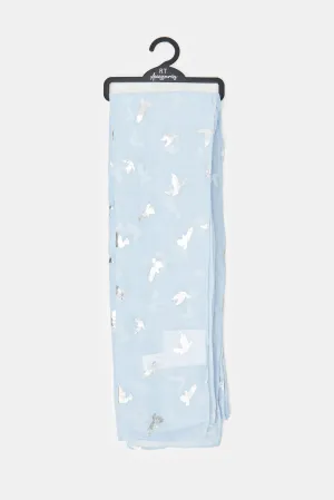 Girls Blue Foil Printed Scarf
