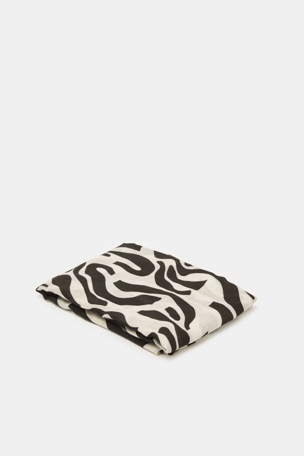 Girls White And Black Printed Scarf