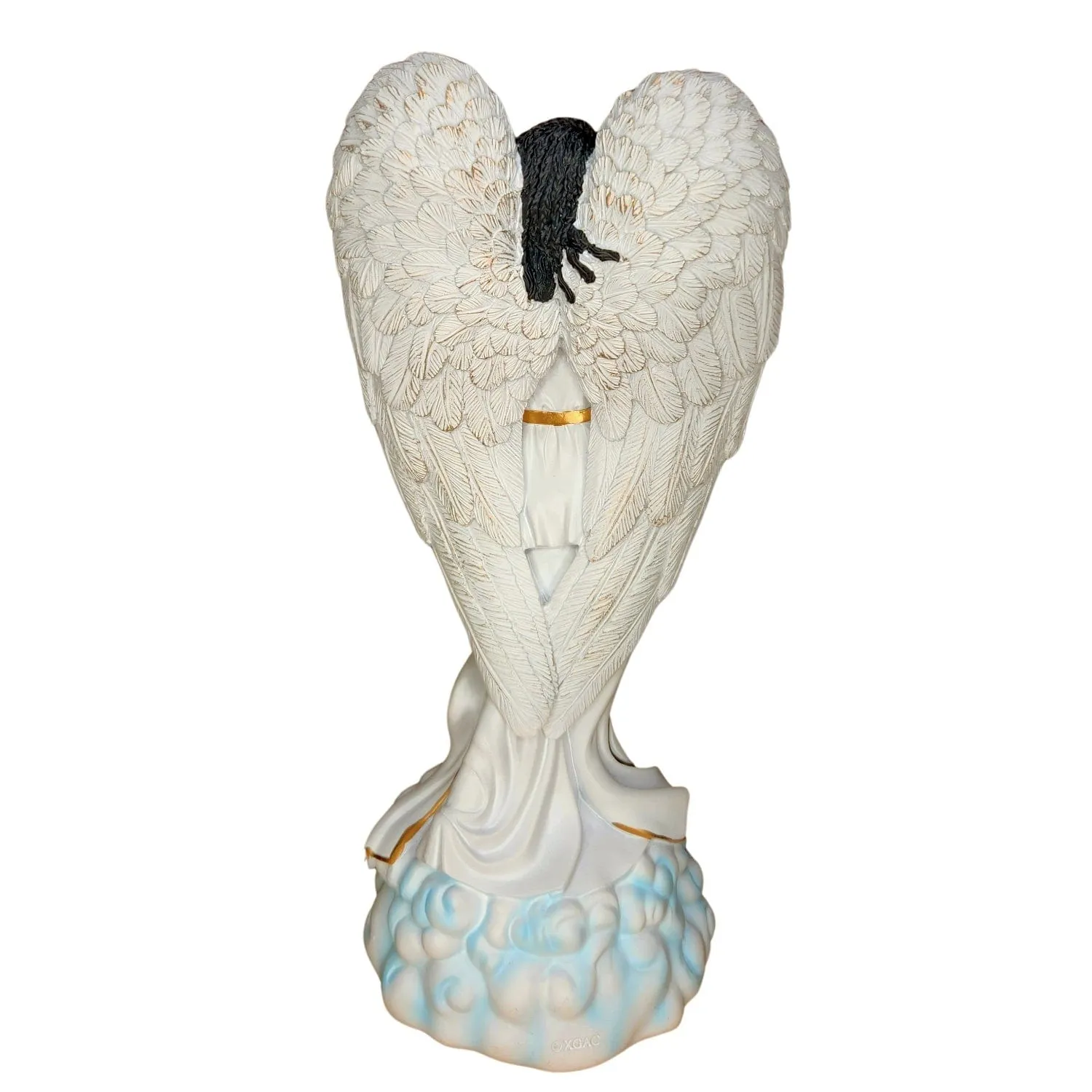 Graceful Angel in White with Rose Figurine