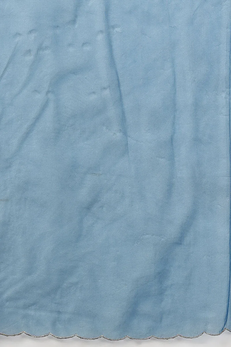 Grey Silk Blend Embroidered Kurta