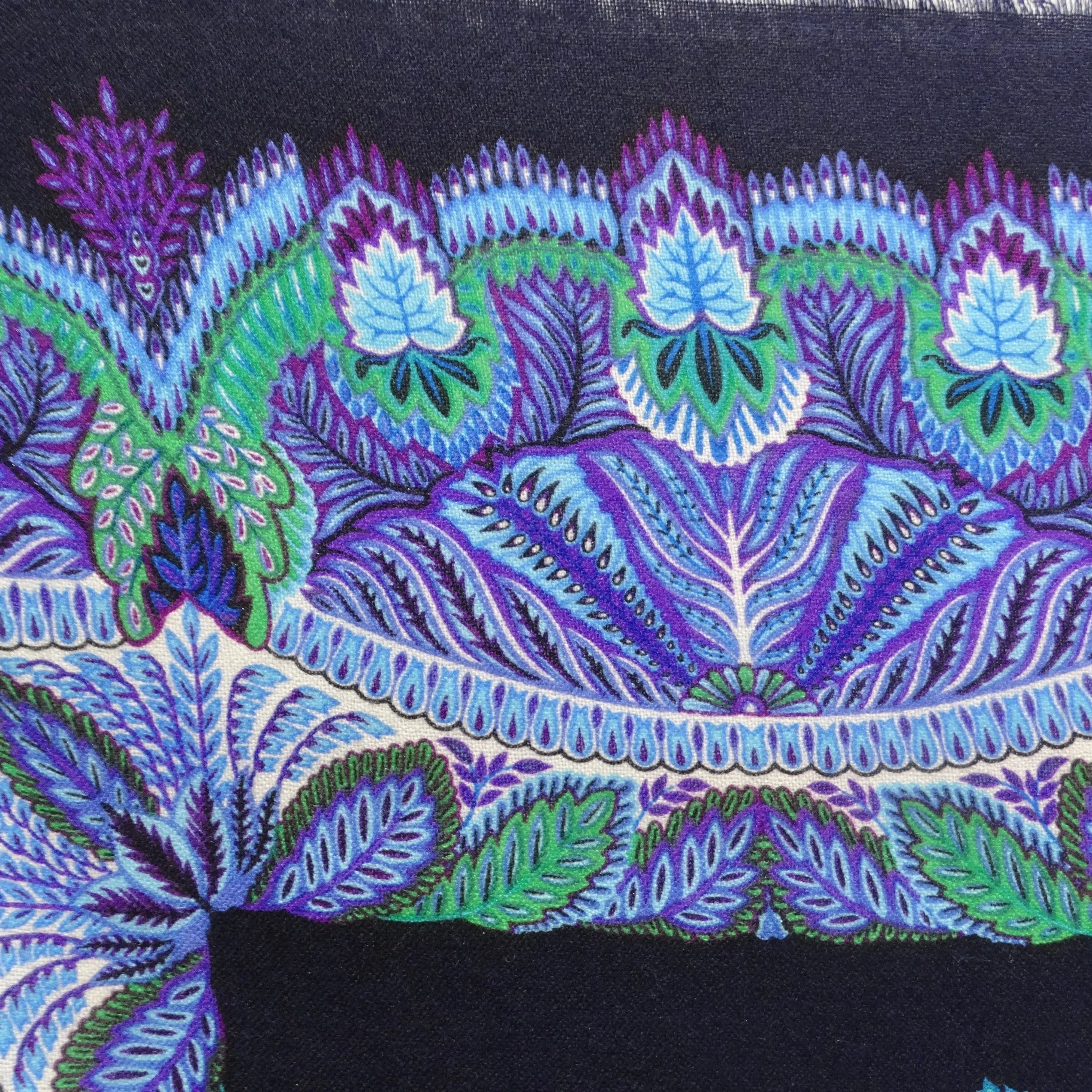 Gucci 1990s Blue Printed Wool Scarf