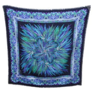 Gucci 1990s Blue Printed Wool Scarf