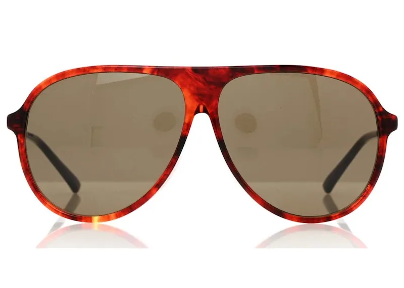 Gucci Acetate Shield Sunglasses Shiny Red Havana
