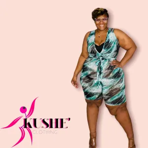 Ingrid - plus size printed v neck jumpsuit