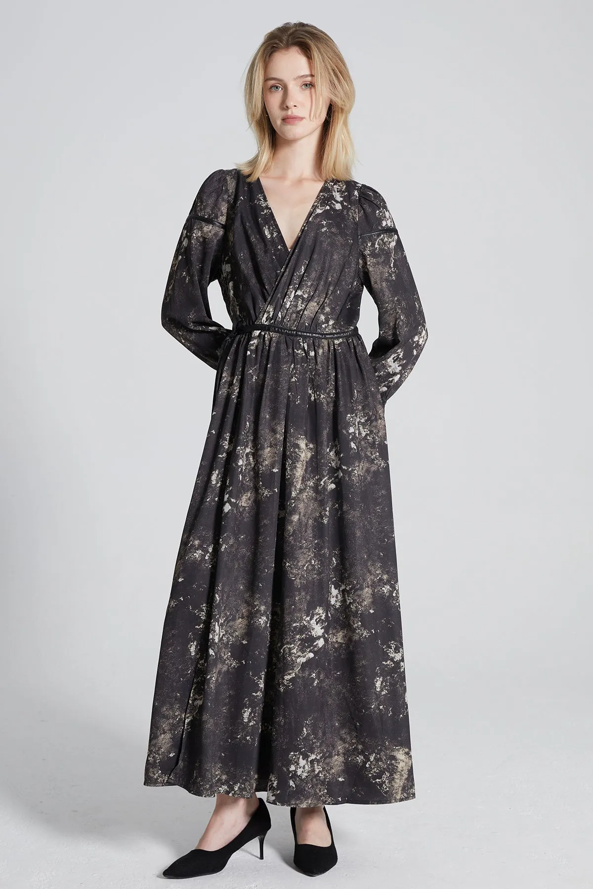 Joanna Wrap Print Maxi Dress