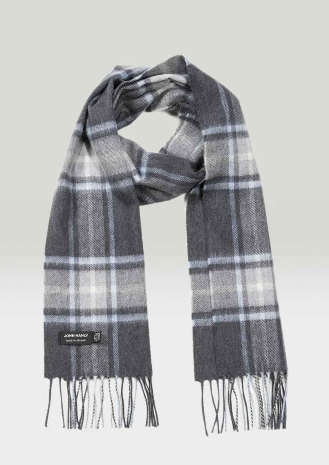 John Hanly Merino Scarf | Charcoal Aqua