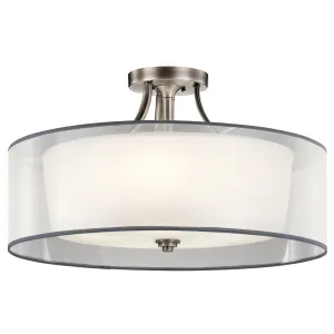 Lacey 28" 5-Light Semi-Flush Mount Light with Clear Satin Etched Glass, Antique Pewter Finish