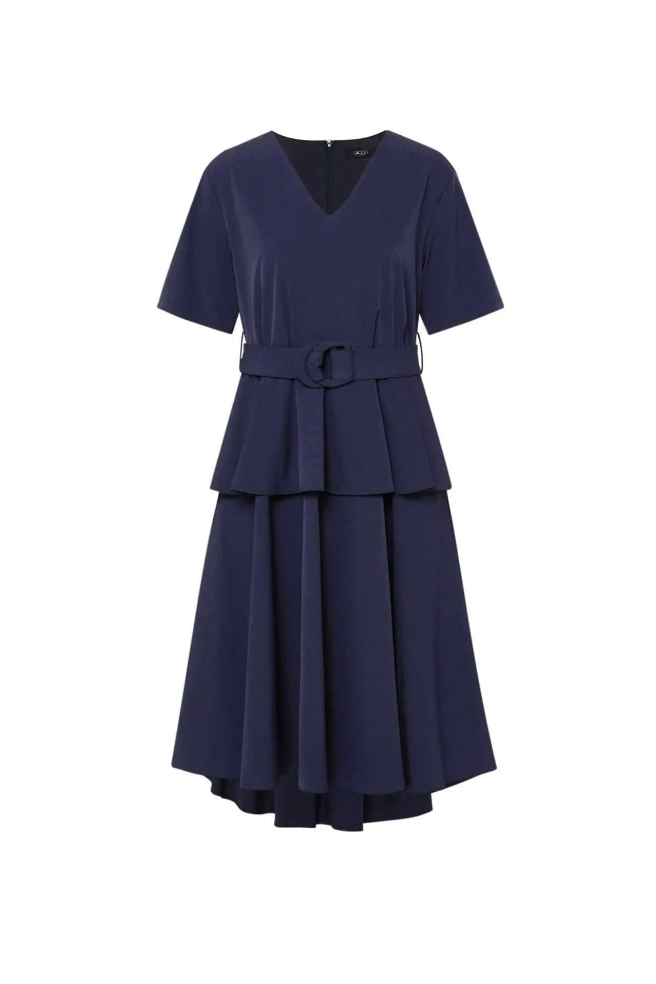 Maxine V-neck Ruffled Dress with cloth belt