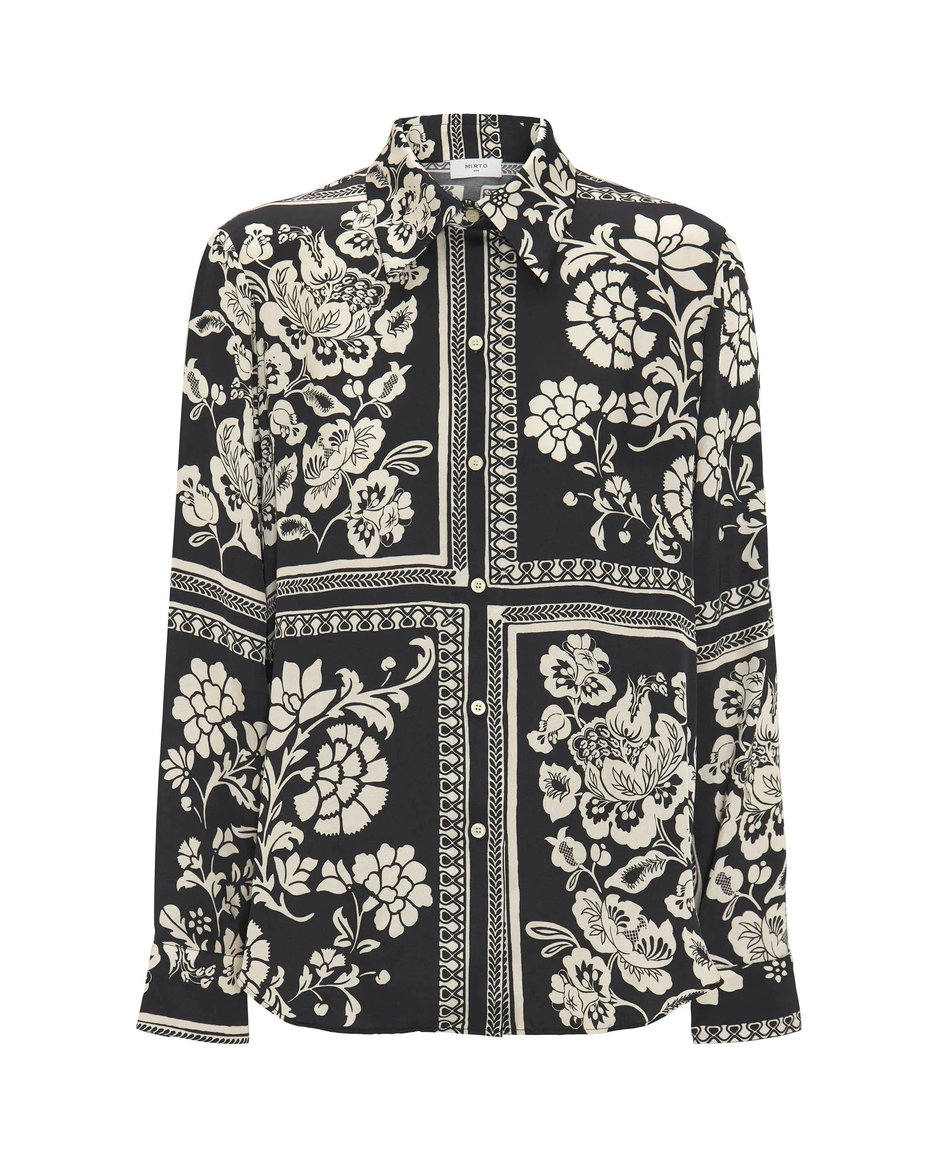 MIRTO 1956 - BLACK AND WHITE PRINT FLUID BLOUSE
