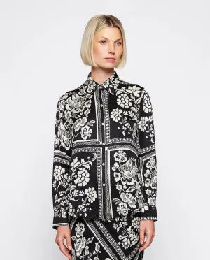 MIRTO 1956 - BLACK AND WHITE PRINT FLUID BLOUSE