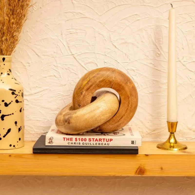 Modern 2 Knots Wooden Chain Home Decor Accent Piece