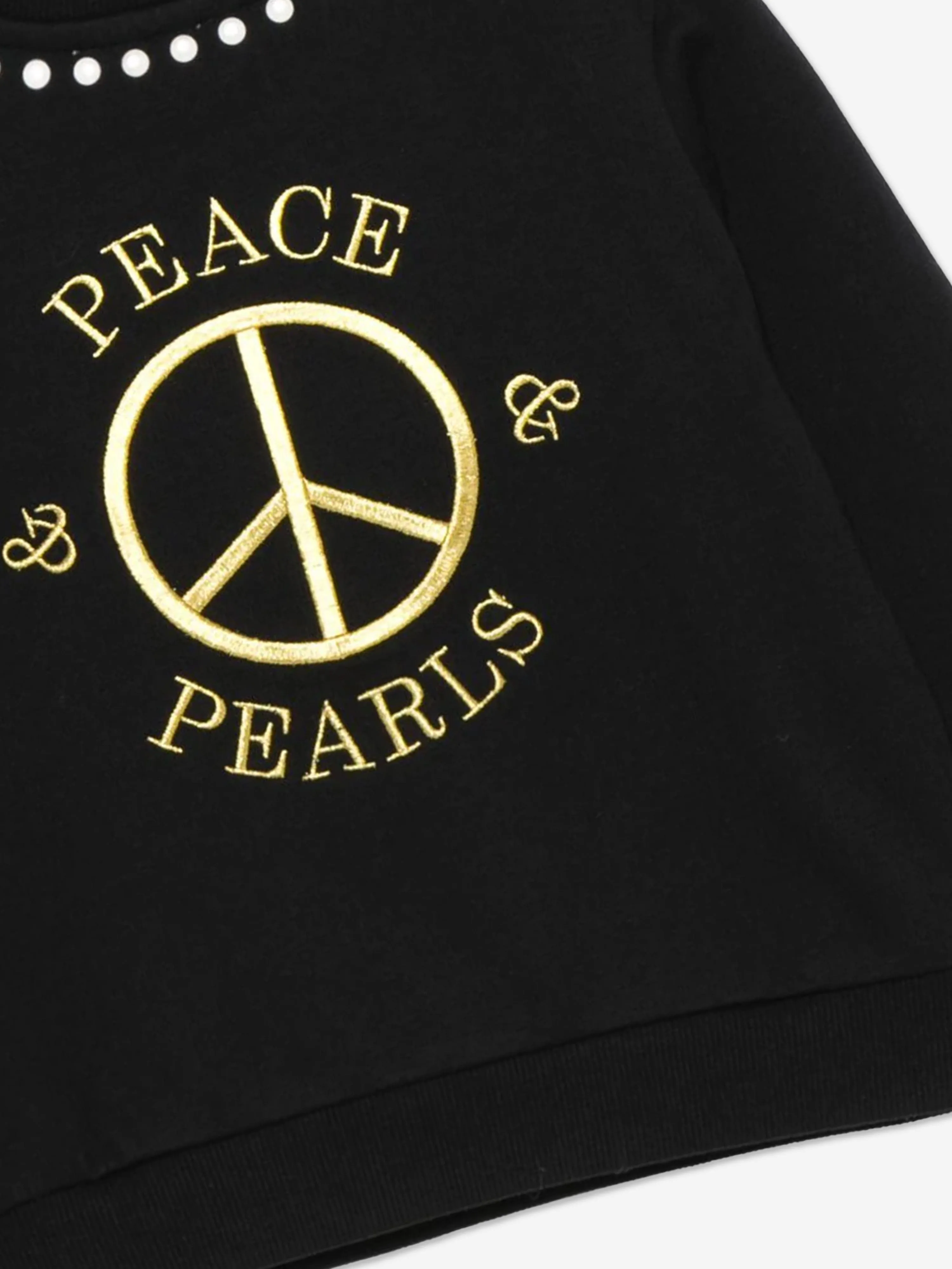 Moschino Girls Peace Pearls Sweatshirt in Black