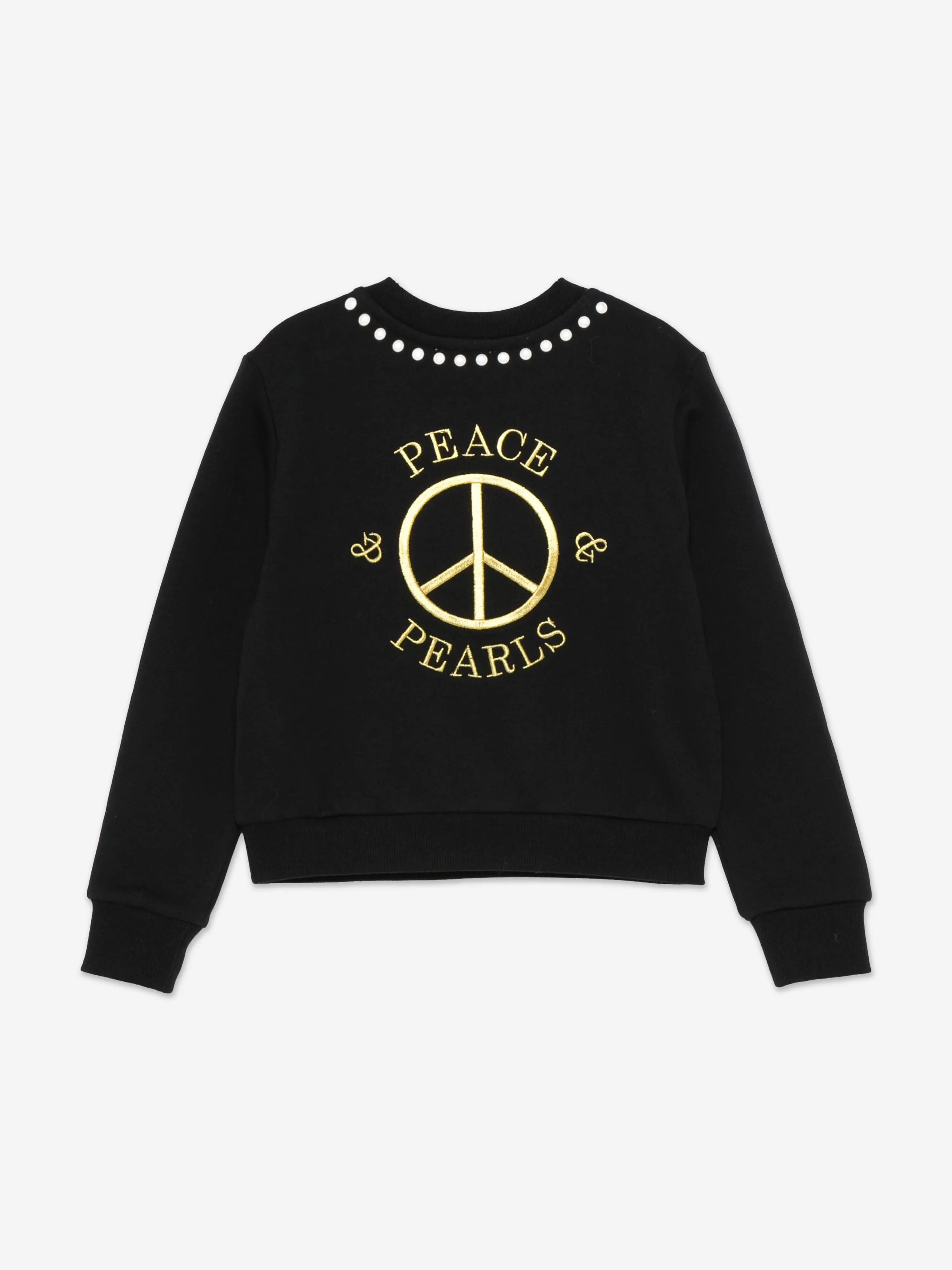 Moschino Girls Peace Pearls Sweatshirt in Black