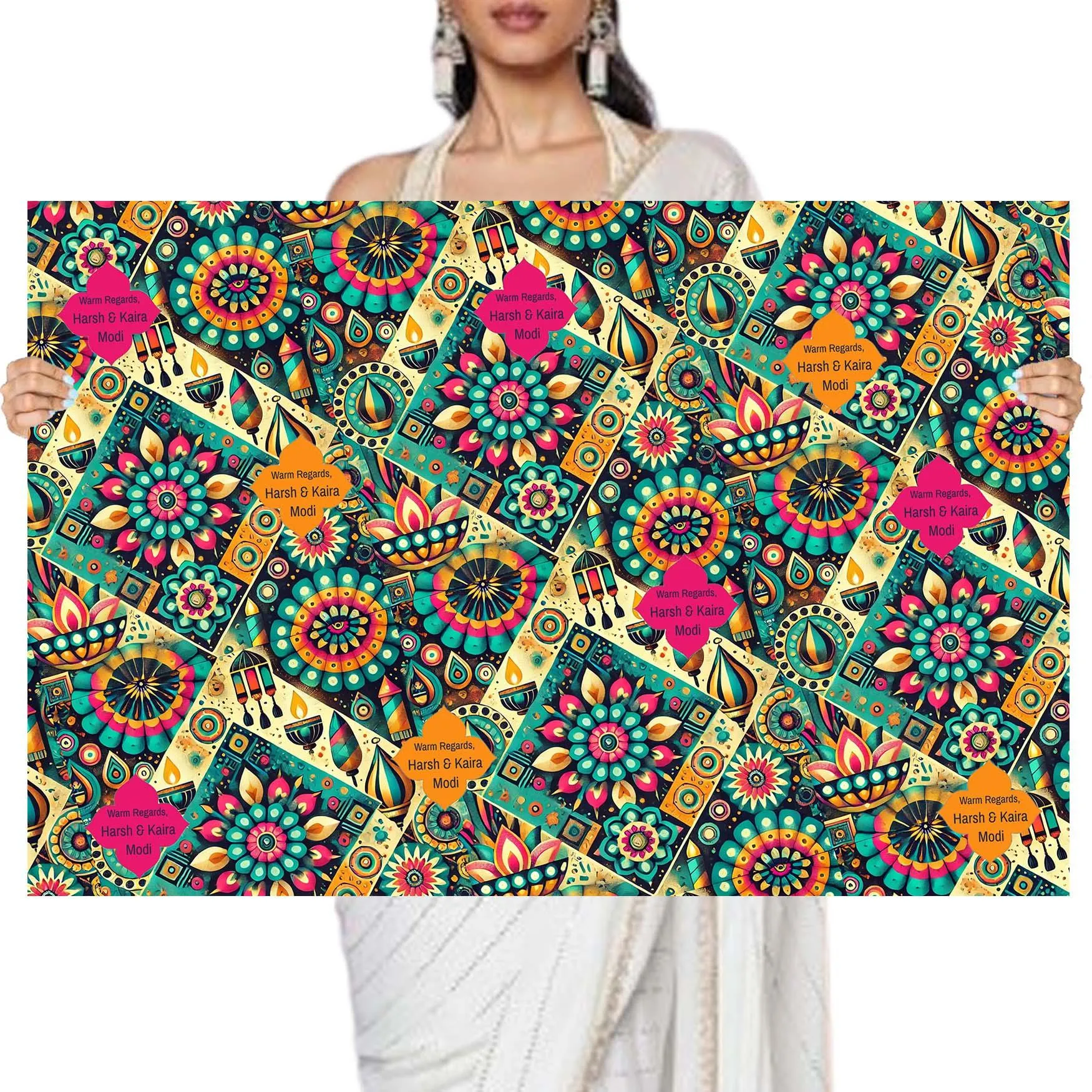Personalised Happy Diwali Gift Wrapping Paper - Bespoke Festive Fusion