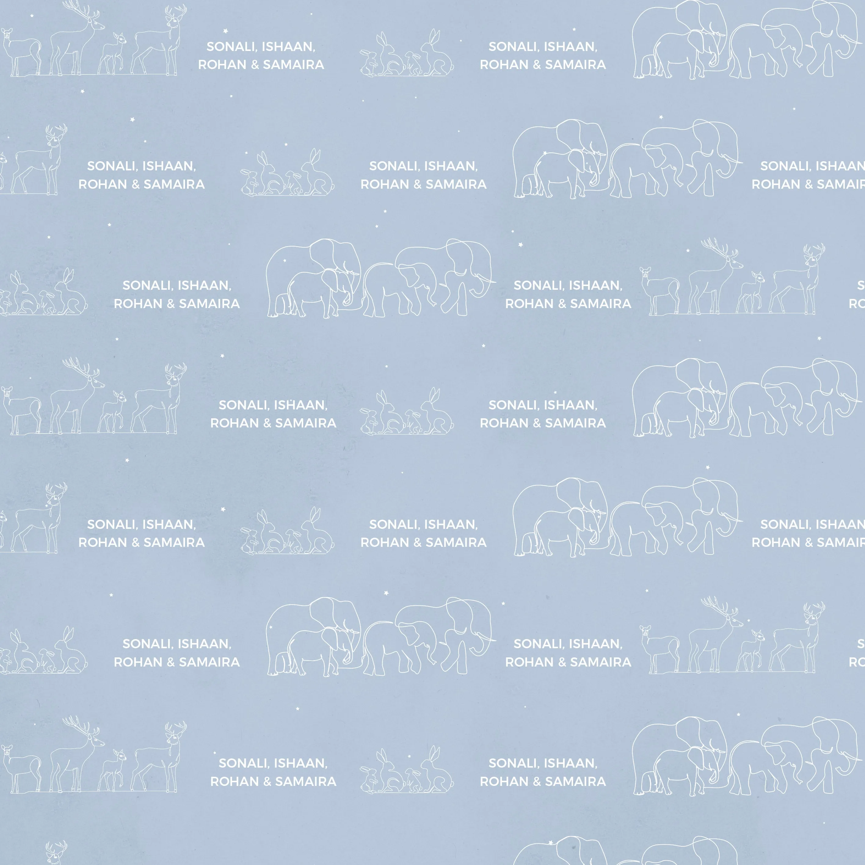 Personalised Wrapping Paper - Family of 4, Blue  <br> WallPaperScissor x My Baby Babbles Exclusive